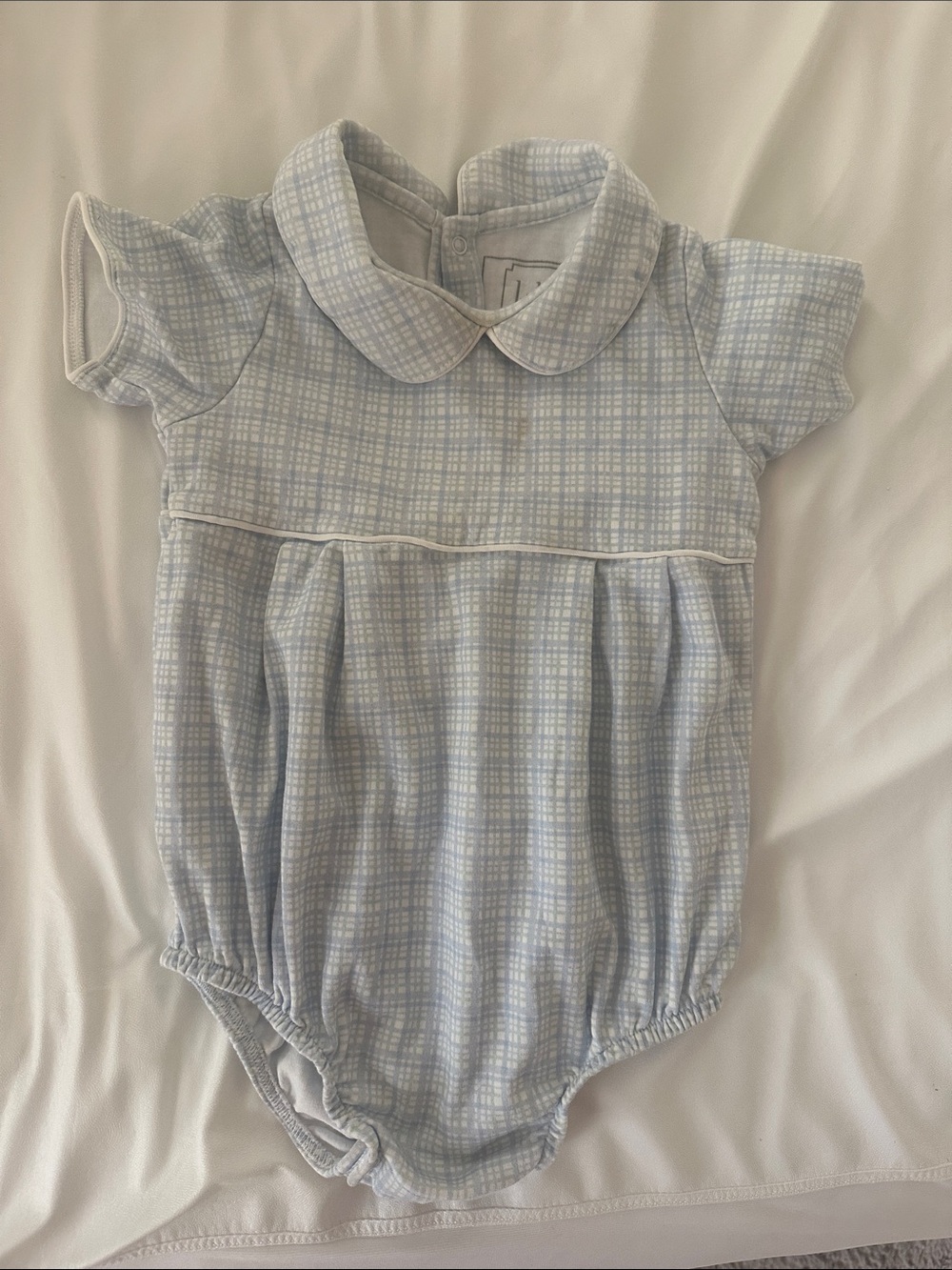 Lila and Hayes Classic Blue Plaid Baby One-Piece Romper
